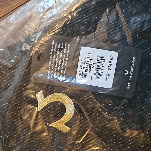 TRUE RELIGION LUREX SEAMLESS JUMPSUIT BLACK SIZE M/L - Picture 9 of 11
